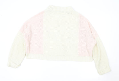 George Womens Ivory Round Neck Cotton Pullover Jumper Size 14 - Cropped