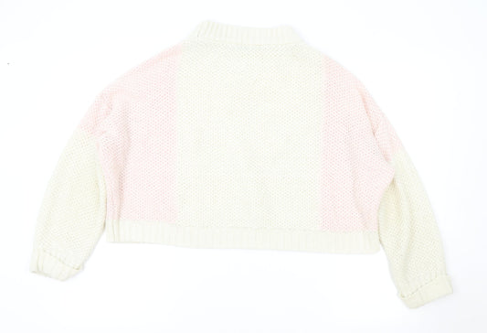 George Womens Ivory Round Neck Cotton Pullover Jumper Size 14 - Cropped