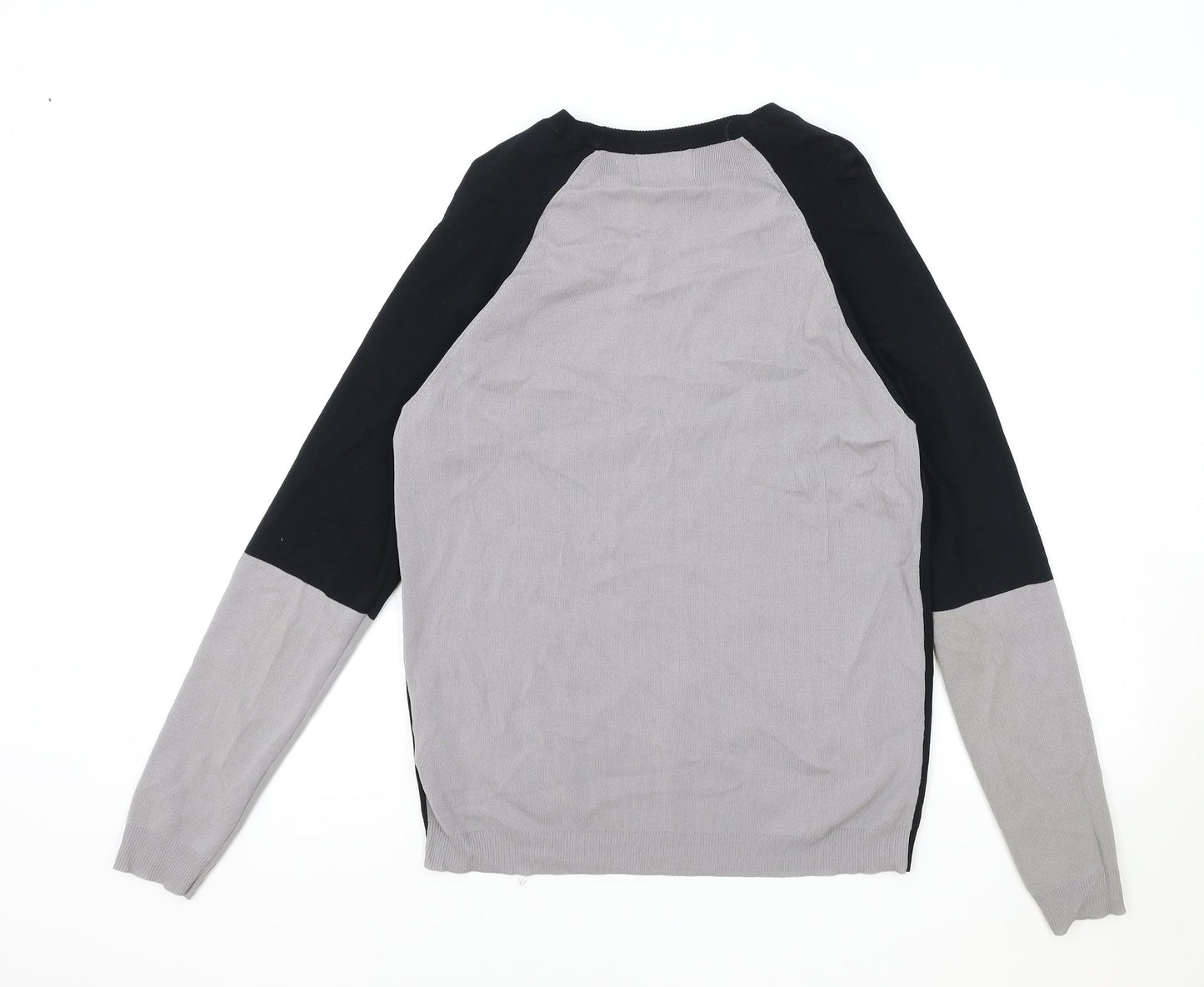 Topman Mens Black Round Neck Viscose Pullover Jumper Size S Long Sleeve