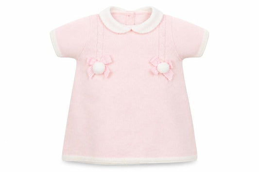 Sardon Girls Pink Acrylic Jumper Dress Size 3-6 Months Round Neck Button