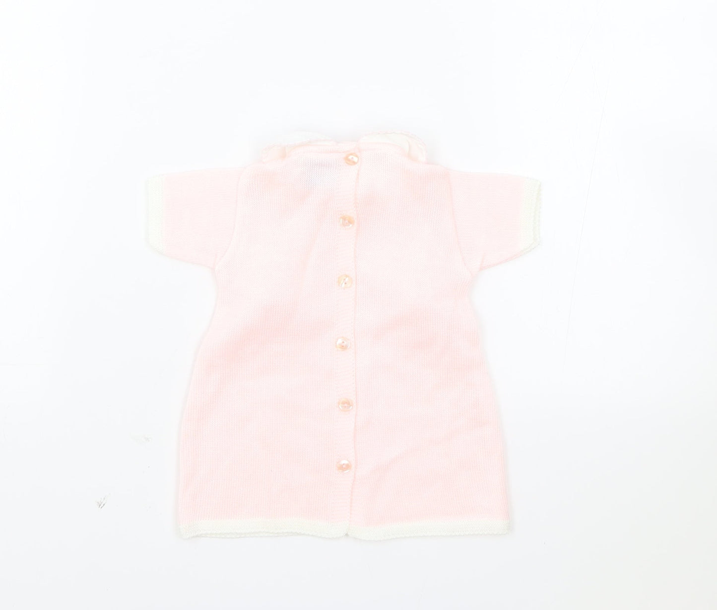 Sardon Girls Pink Acrylic Jumper Dress Size 3-6 Months Round Neck Button