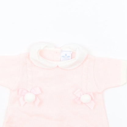 Sardon Girls Pink Acrylic Jumper Dress Size 3-6 Months Round Neck Button