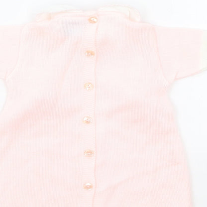Sardon Girls Pink Acrylic Jumper Dress Size 3-6 Months Round Neck Button