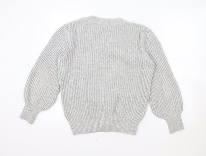 Primark Womens Grey V-Neck Acrylic Pullover Jumper Size XS