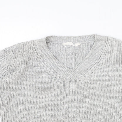 Primark Womens Grey V-Neck Acrylic Pullover Jumper Size XS