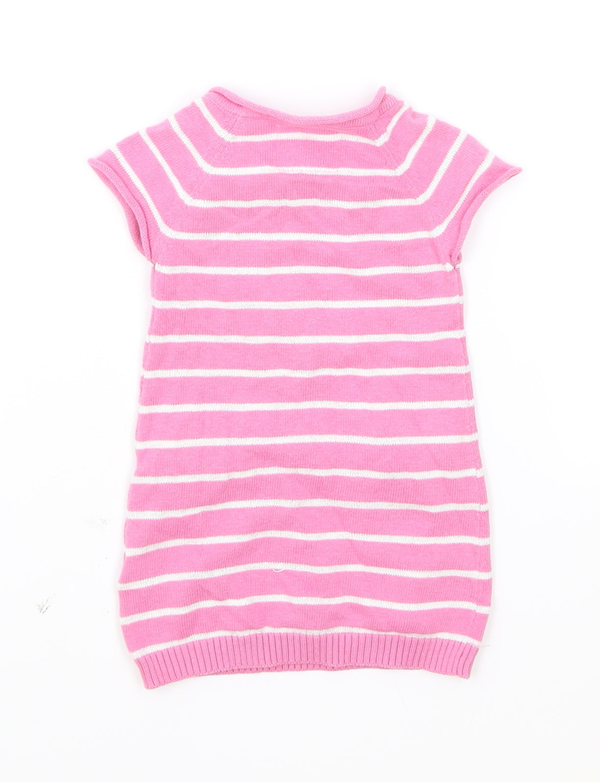Earlydays Girls Pink Striped 100% Cotton Jumper Dress Size 0-3 Months Round Neck Button