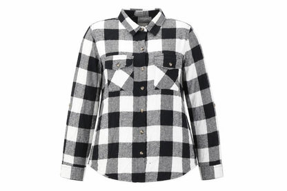 Passport Womens Black Check Viscose Basic Blouse Size L Collared