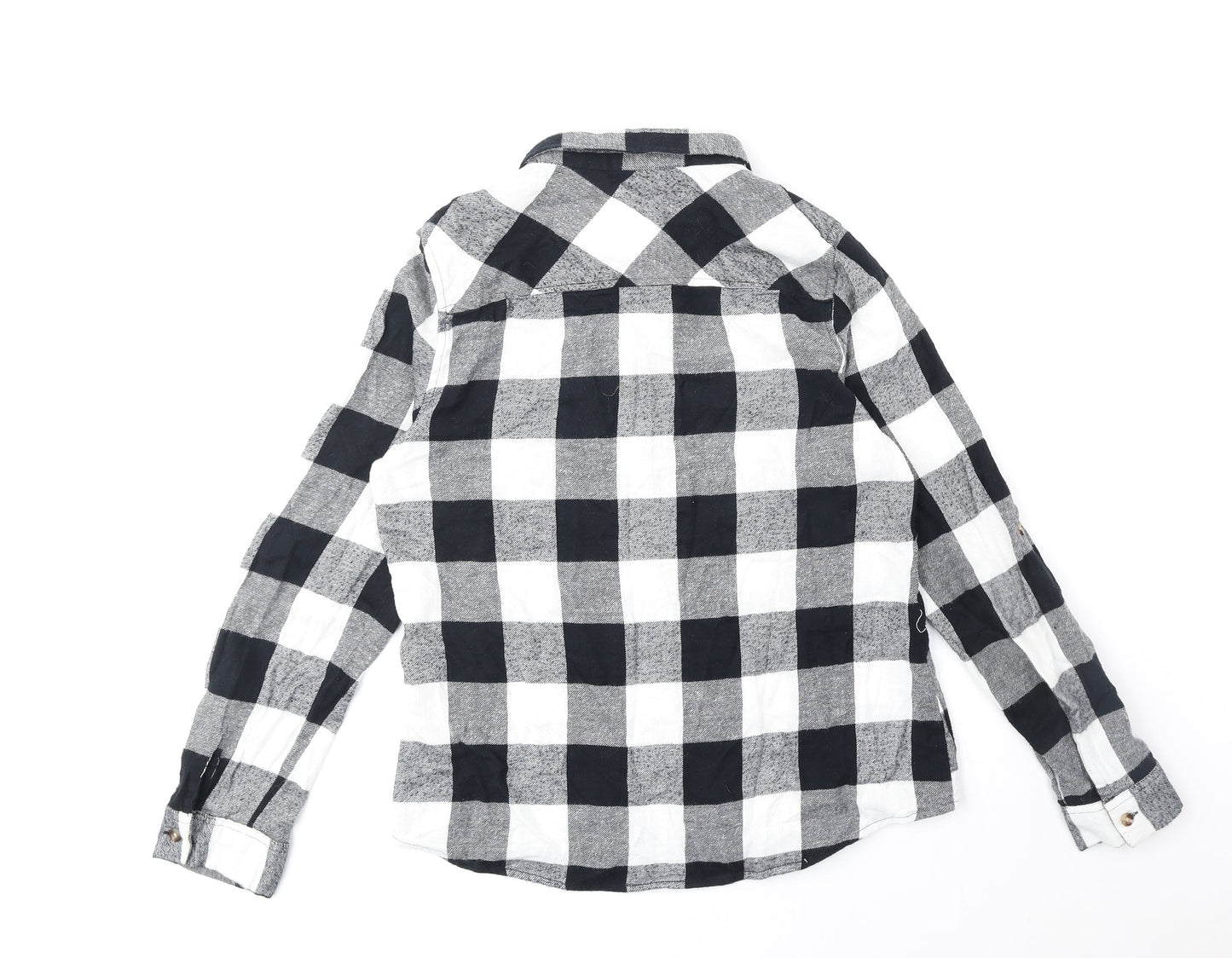 Passport Womens Black Check Viscose Basic Blouse Size L Collared