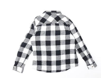 Passport Womens Black Check Viscose Basic Blouse Size L Collared