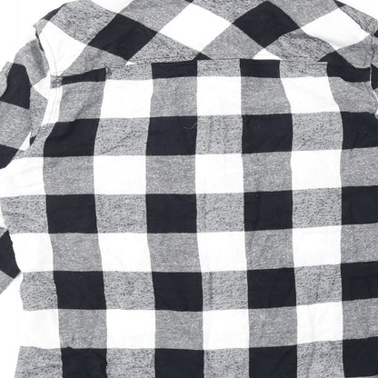 Passport Womens Black Check Viscose Basic Blouse Size L Collared