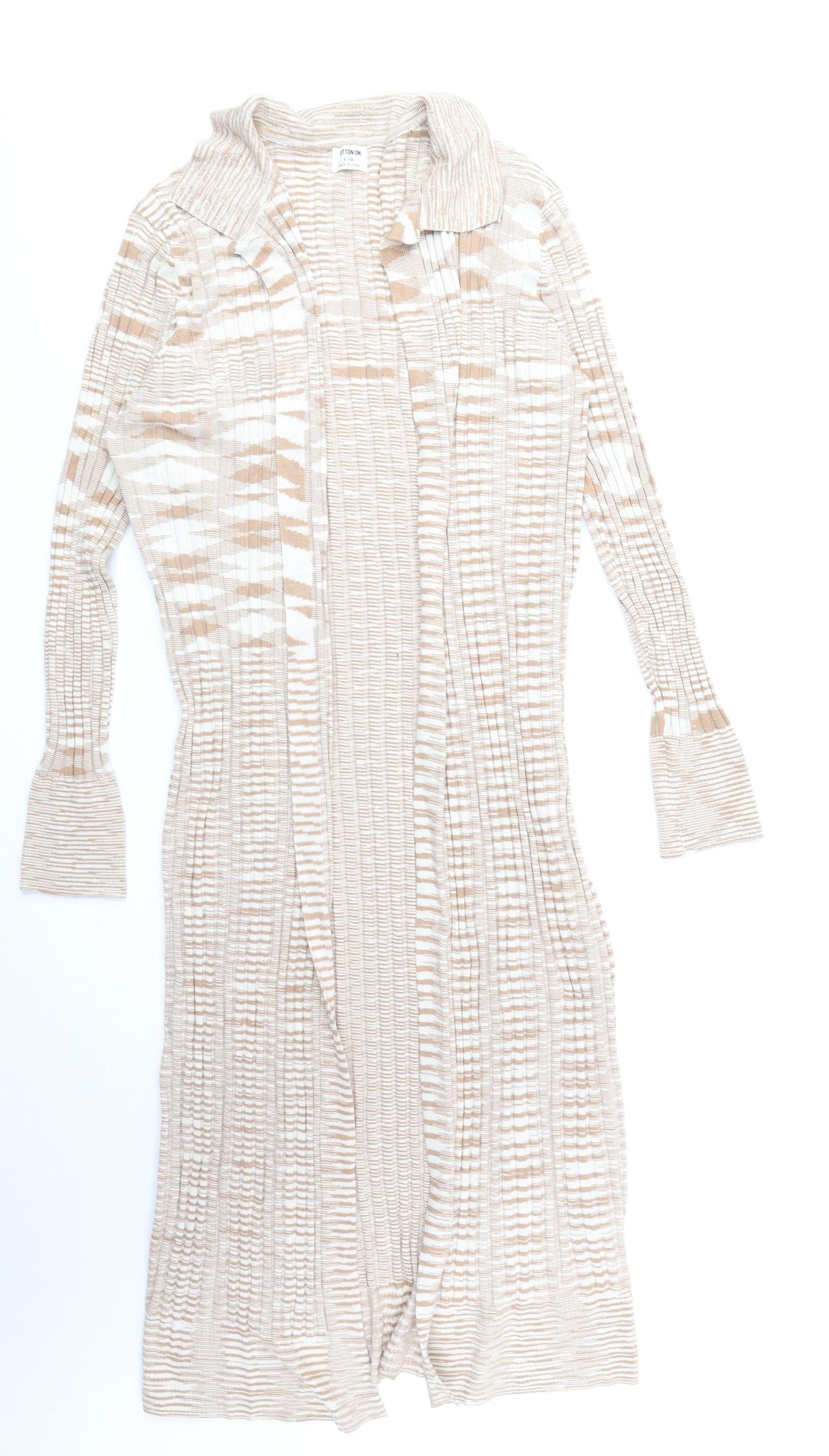 COTTON: ON Womens Beige V-Neck Viscose Cardigan Jumper Size L