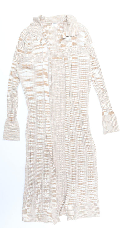 COTTON: ON Womens Beige V-Neck Viscose Cardigan Jumper Size L