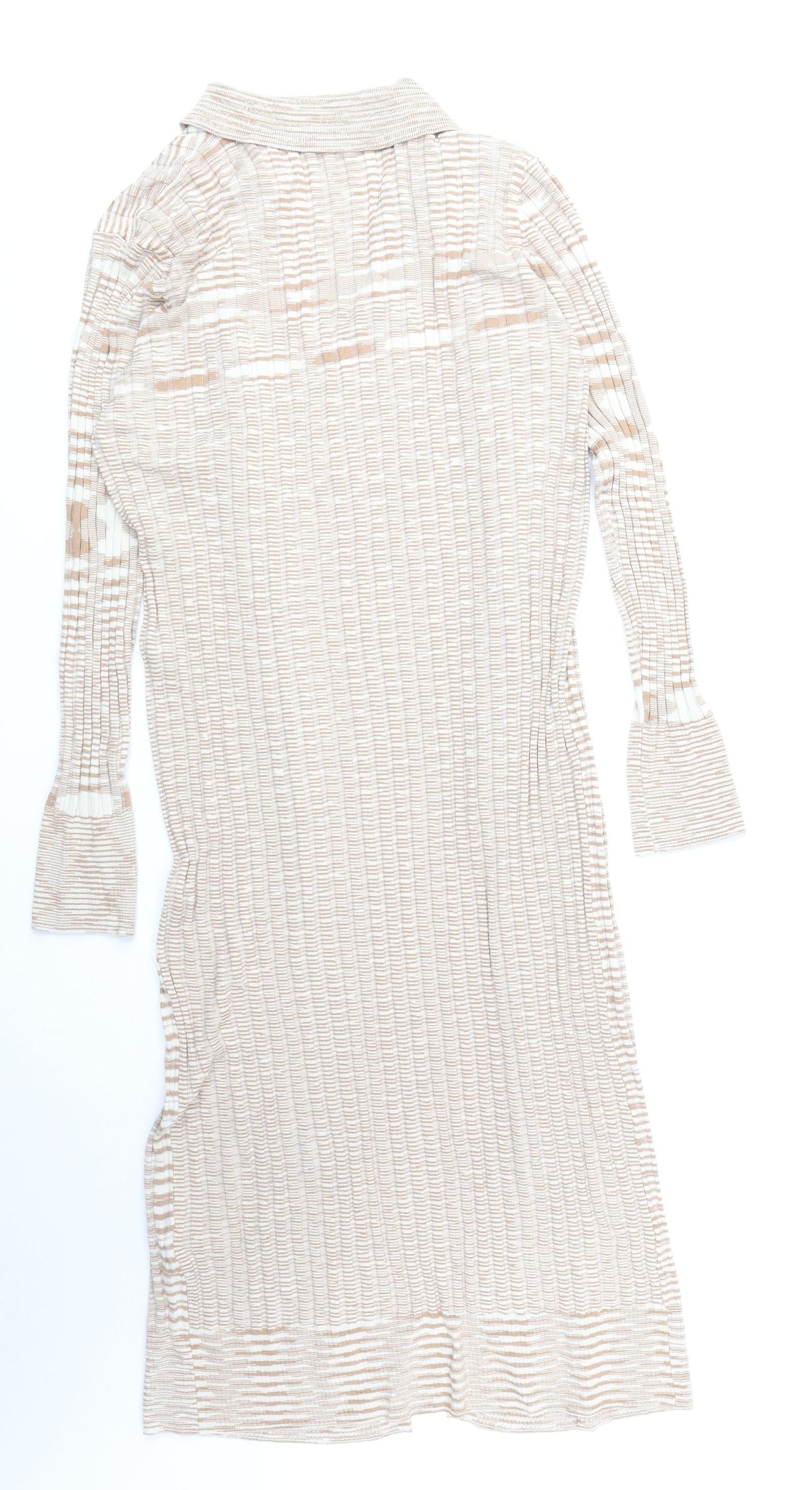 COTTON: ON Womens Beige V-Neck Viscose Cardigan Jumper Size L