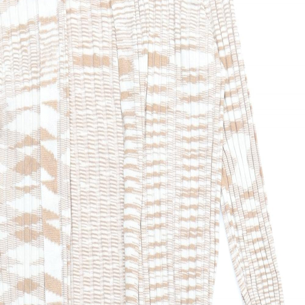 COTTON: ON Womens Beige V-Neck Viscose Cardigan Jumper Size L