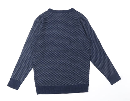 Knot so bad Womens Blue Round Neck Acrylic Pullover Jumper Size S
