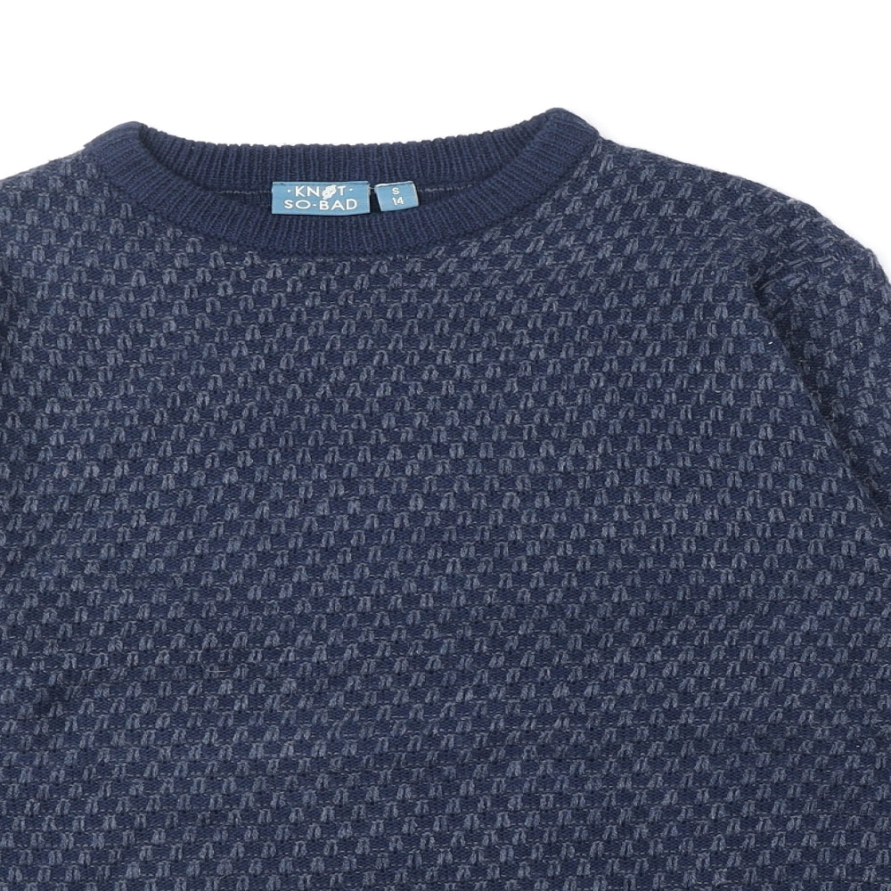 Knot so bad Womens Blue Round Neck Acrylic Pullover Jumper Size S
