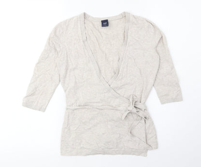 Gap Womens Beige V-Neck Cotton Cardigan Jumper Size S