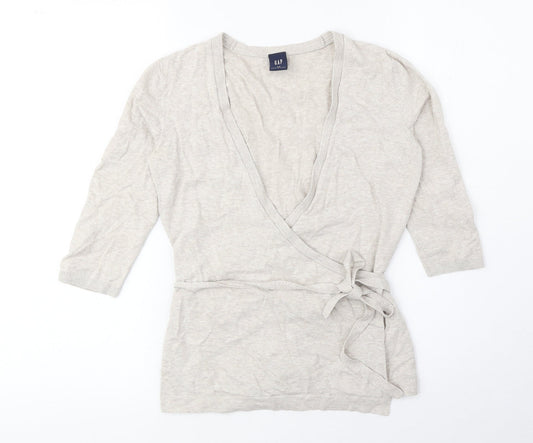 Gap Womens Beige V-Neck Cotton Cardigan Jumper Size S