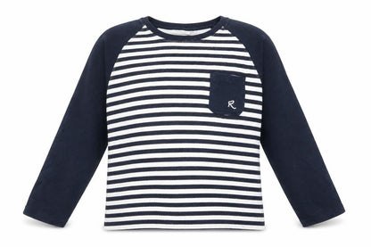 Ricci Womens Blue Round Neck Striped Cotton Pullover Jumper Size XL