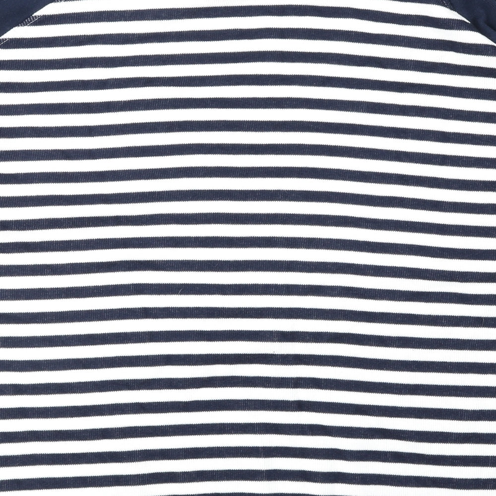 Ricci Womens Blue Round Neck Striped Cotton Pullover Jumper Size XL