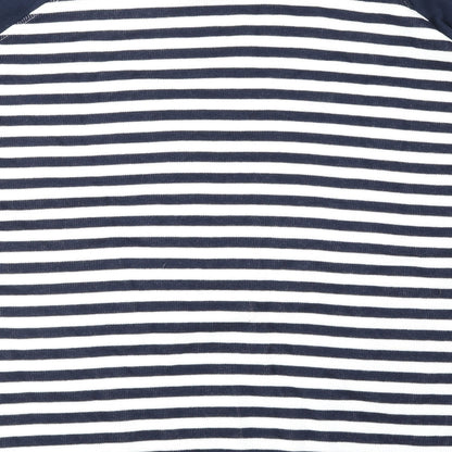 Ricci Womens Blue Round Neck Striped Cotton Pullover Jumper Size XL
