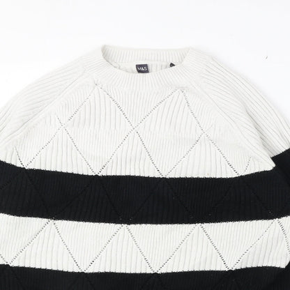Womens UK Size M Marks and Spencer White Pullover Jumper