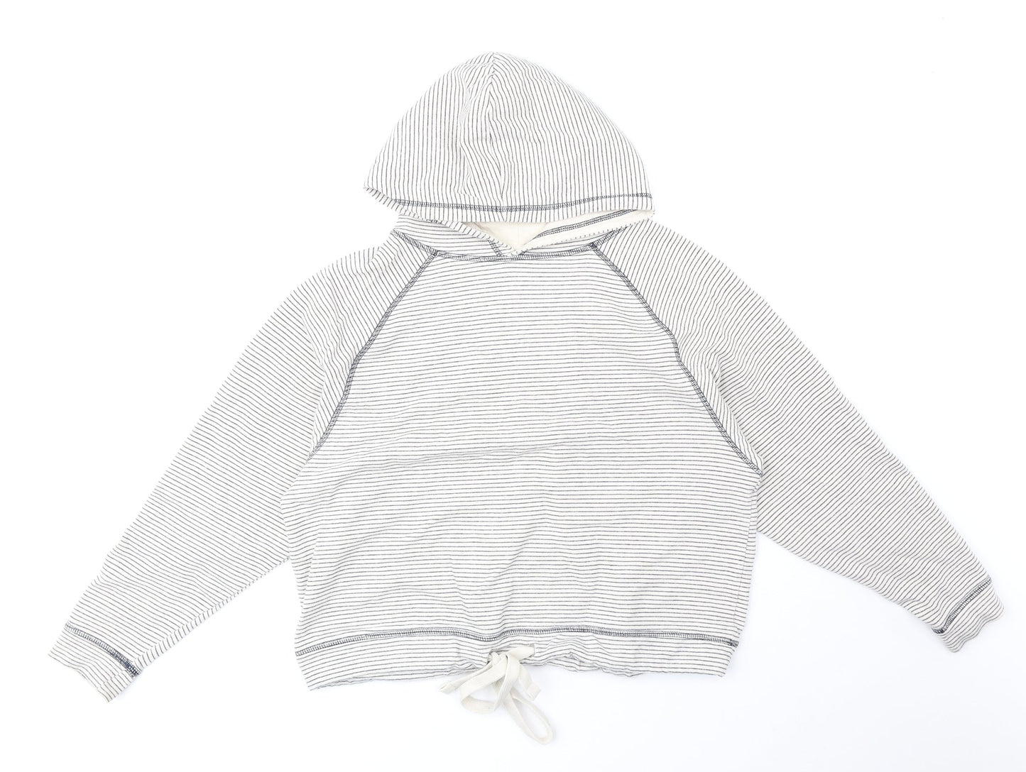 F&F Womens White Round Neck Striped 100% Cotton Pullover Jumper Size 8