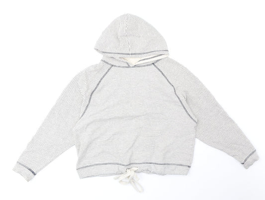 F&F Womens White Round Neck Striped 100% Cotton Pullover Jumper Size 8