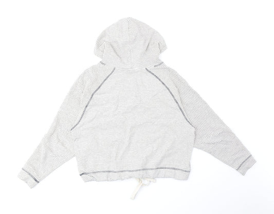 F&F Womens White Round Neck Striped 100% Cotton Pullover Jumper Size 8