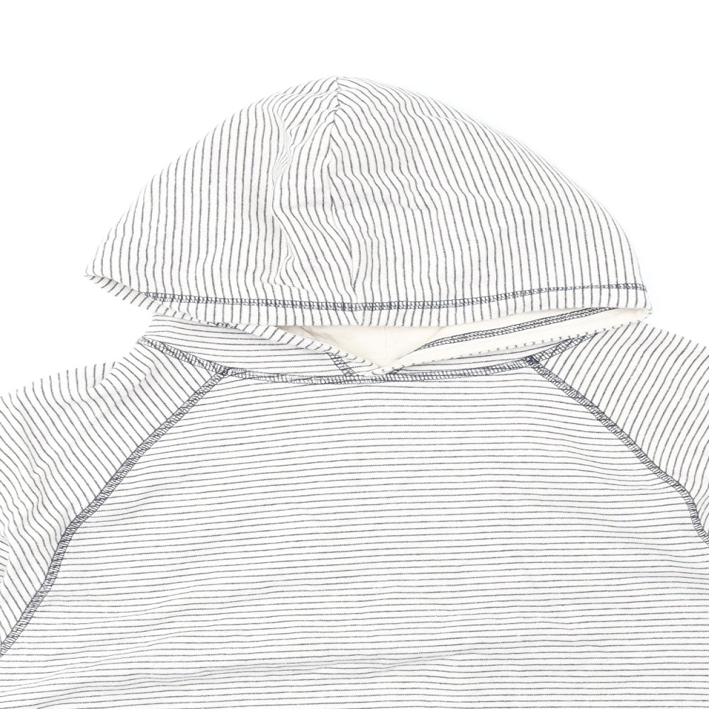 F&F Womens White Round Neck Striped 100% Cotton Pullover Jumper Size 8