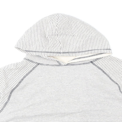 F&F Womens White Round Neck Striped 100% Cotton Pullover Jumper Size 8