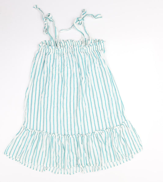 NEXT Womens Green Striped Viscose Trapeze & Swing Size 8 Square Neck Pullover