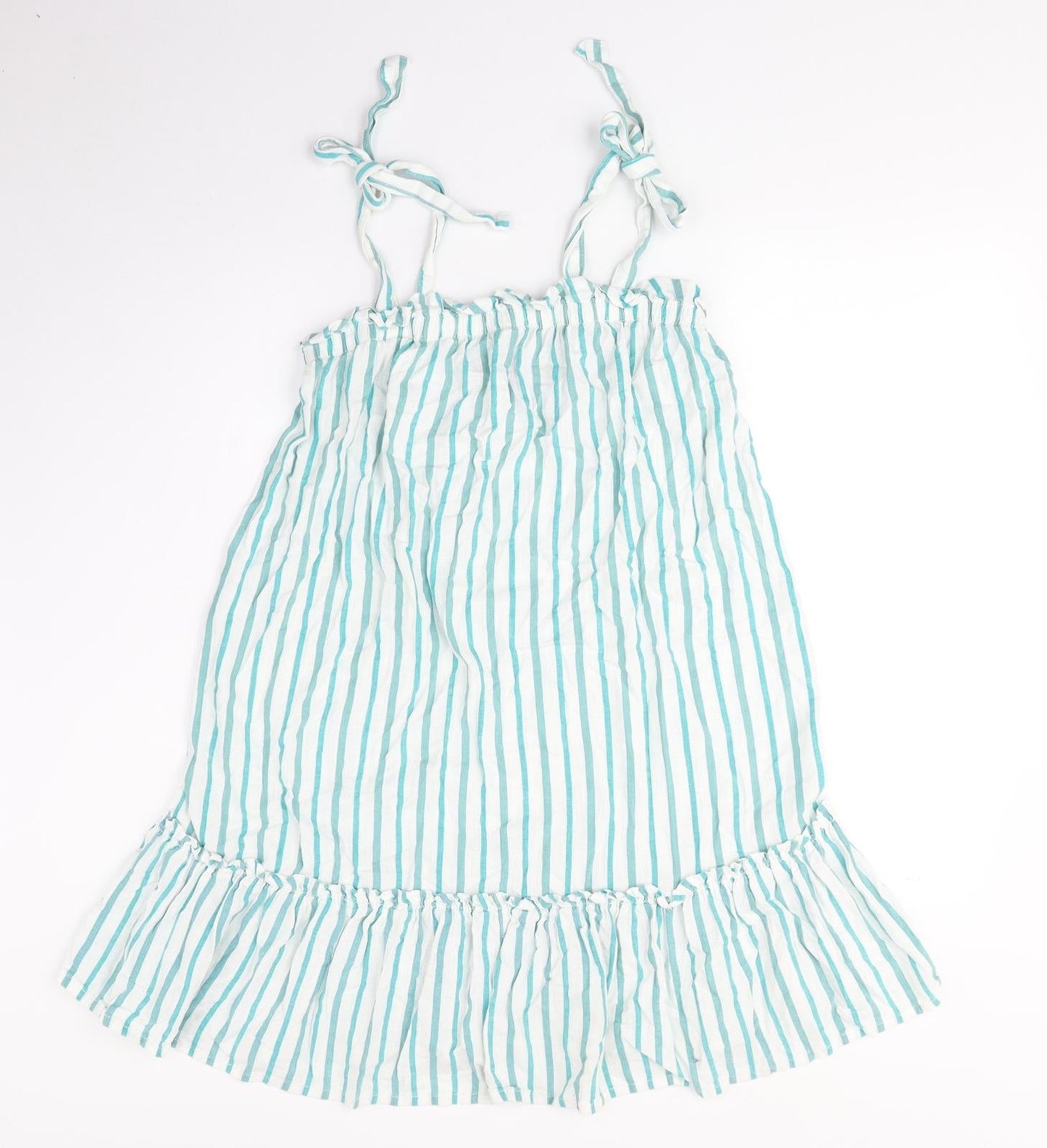 NEXT Womens Green Striped Viscose Trapeze & Swing Size 8 Square Neck Pullover