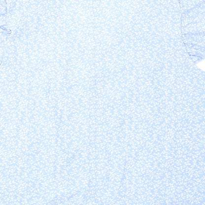 SheIn Womens Blue Floral Polyester Basic Blouse Size M V-Neck