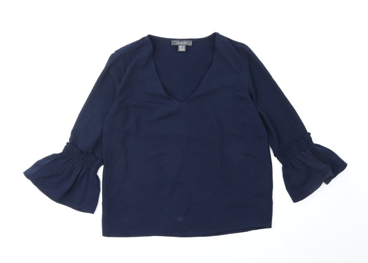 Primark Womens Blue Polyester Basic Blouse Size 8 V-Neck