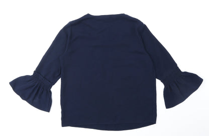 Primark Womens Blue Polyester Basic Blouse Size 8 V-Neck