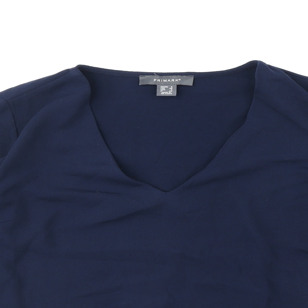 Primark Womens Blue Polyester Basic Blouse Size 8 V-Neck