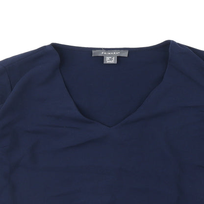 Primark Womens Blue Polyester Basic Blouse Size 8 V-Neck