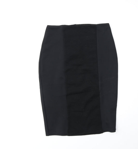 Miss Selfridge Womens Black Polyester Straight & Pencil Skirt Size 8 Zip