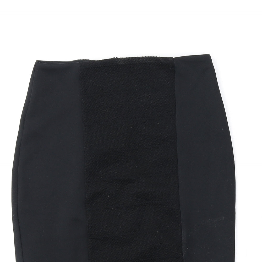 Miss Selfridge Womens Black Polyester Straight & Pencil Skirt Size 8 Zip