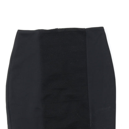 Miss Selfridge Womens Black Polyester Straight & Pencil Skirt Size 8 Zip