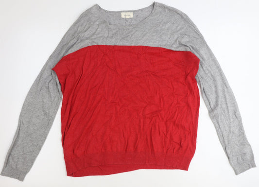 Linea Womens Grey Boat Neck Viscose Pullover Jumper Size S - Colourblock