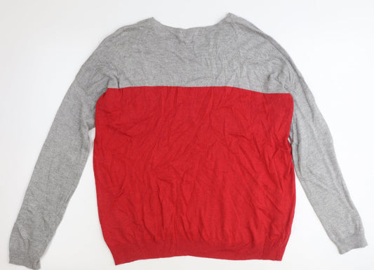 Linea Womens Grey Boat Neck Viscose Pullover Jumper Size S - Colourblock