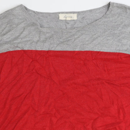 Linea Womens Grey Boat Neck Viscose Pullover Jumper Size S - Colourblock