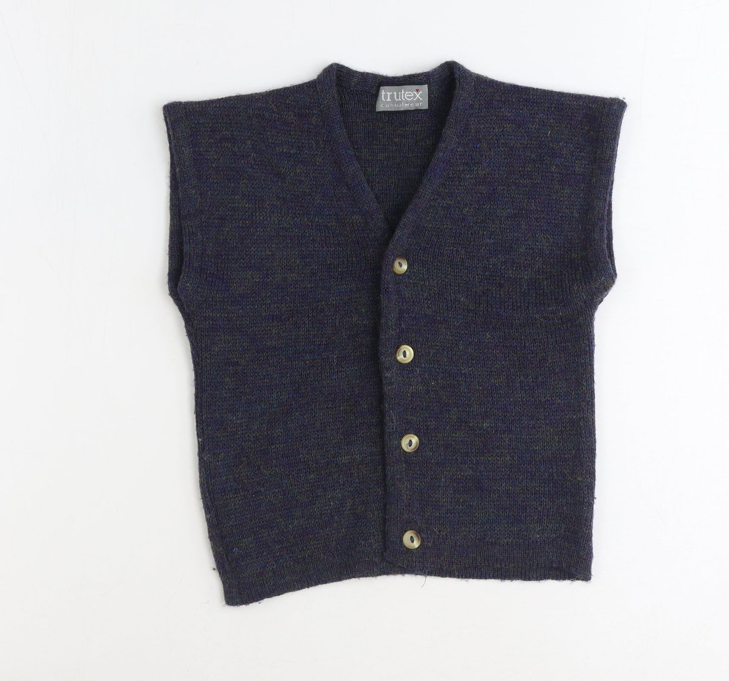 TruTex Boys Blue V-Neck Acrylic Vest Jumper One Size Button