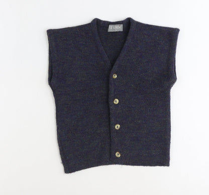 TruTex Boys Blue V-Neck Acrylic Vest Jumper One Size Button