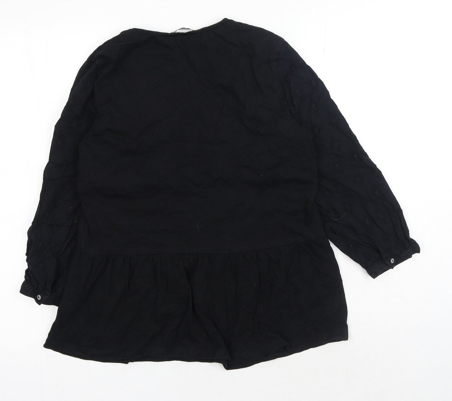 George Womens Black Cotton Basic Blouse Size 10 V-Neck