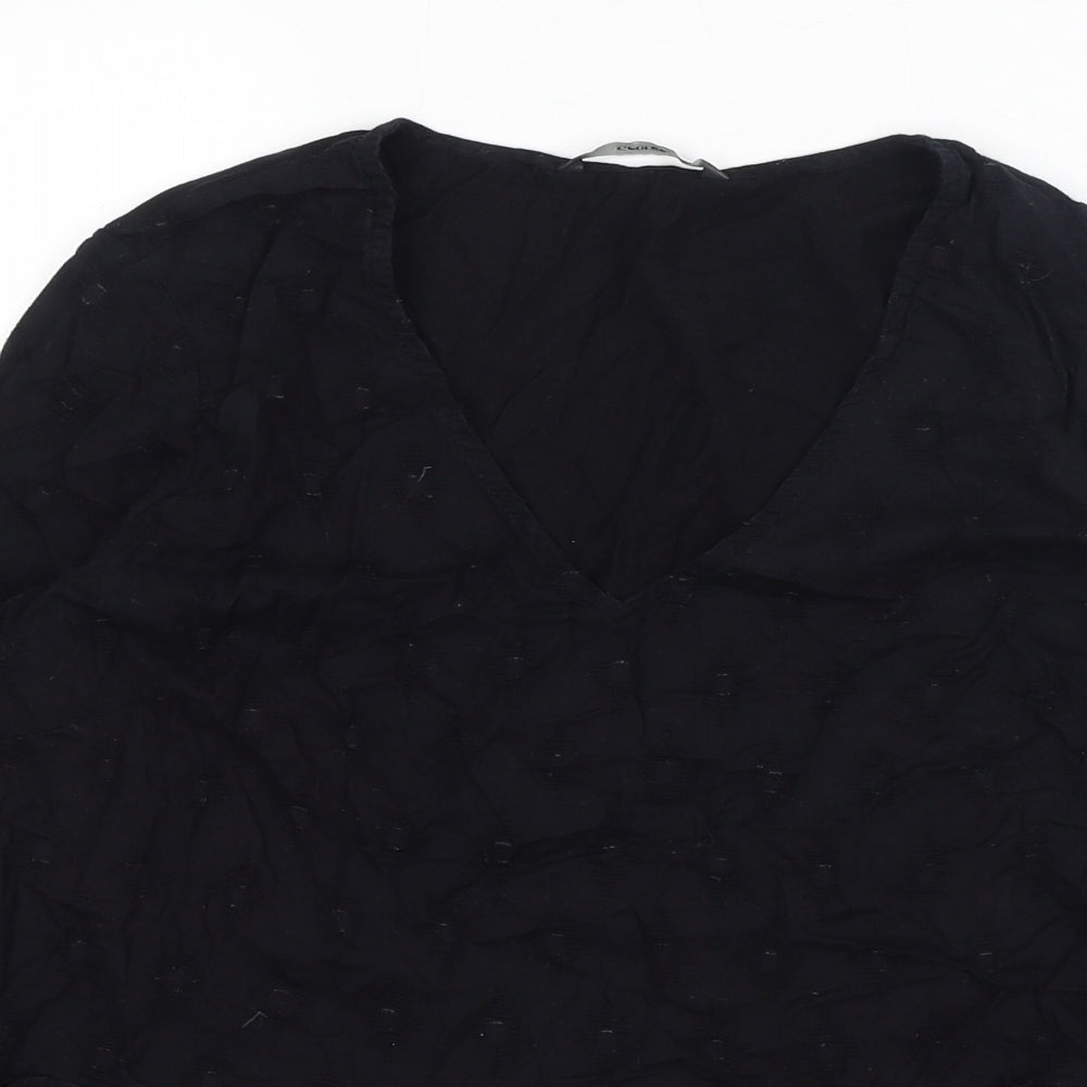 George Womens Black Cotton Basic Blouse Size 10 V-Neck