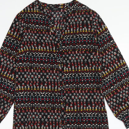 papaya Womens Multicoloured Geometric Polyester Mermaid Size 10 V-Neck Button