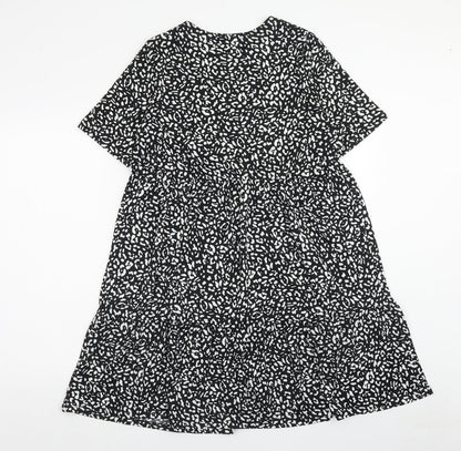 Papaya Womens Black Animal Print Polyester A-Line Size 12 Boat Neck Pullover